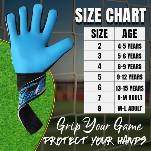 Miniatura 6 de Guantes de portero prémium para jóvenes, palma de látex de calidad y mano trasera, agarre superior, absorción de impactos, comodidad y durabilidad