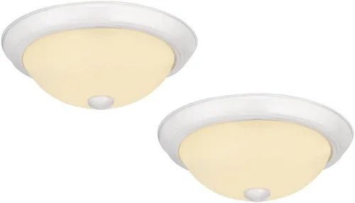 Miniatura 7 de Design House Paquete de 2 lámparas de techo empotradas, accesorio tradicional de 2 luces, níquel satinado con vidrio de alabastro, regulable
