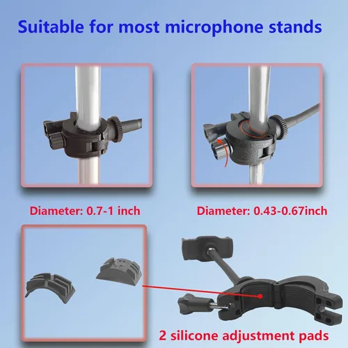 Miniatura 5 de Soporte de teléfono para micrófono, soporte flexible 360 para micrófono, poste de cuello de cisne ajustable, giratorio compatible con iPhone