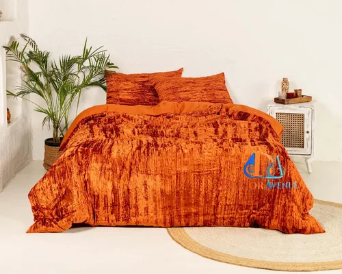 Miniatura 39 de Funda de edredón de terciopelo sólido ultra-luxe, ropa de cama boho UO, funda de colcha Donna, juego de edredón de 3 piezas, juego de cama de Azul