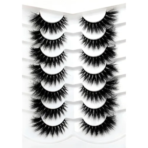 Miniatura 105 de Medias pestañas postizas con banda transparente, finas, estilo ojo de gato, naturales, cortas, pequeñas, acento 3/4, de visón sintético, tiras