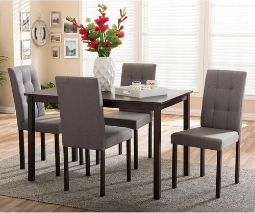 Miniatura 2 de Baxton Studio Andrew - Juego de comedor moderno y contemporáneo de 5 piezas, tapizado de tela gris