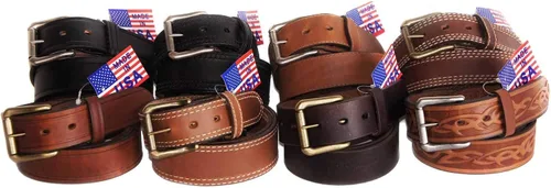 Miniatura 6 de Cinturón de cuero genuino de grano completo de 1-12 pulgadas para hombre con hebilla de rodillo fabricado en Estados Unidos Estilo-123 RG BULLCO
