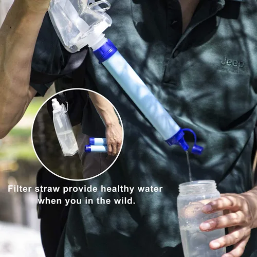 Miniatura 2 de Galaxy - Filtro de agua portátil portátil con popote purificador de filtración para senderismo, campamento, caza, viajes, supervivencia