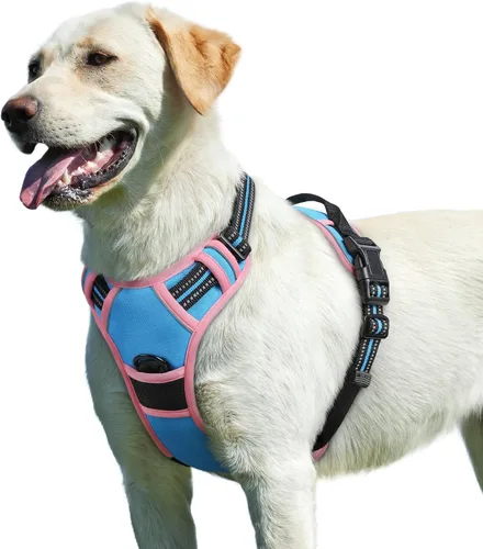 Miniatura 11 de Eagloo Arnés para perro pequeño, sin tirones, chaleco de servicio con tiras reflectantes y asa de control, ajustable y cómodo para caminar, arnés