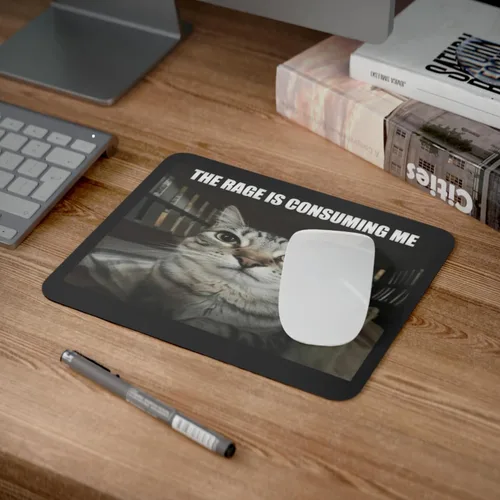 Miniatura 2 de Graciosa alfombrilla para ratón con meme de gato "La rabia me está consumiendo", antideslizante, para juegos, base de goma para computadora PC