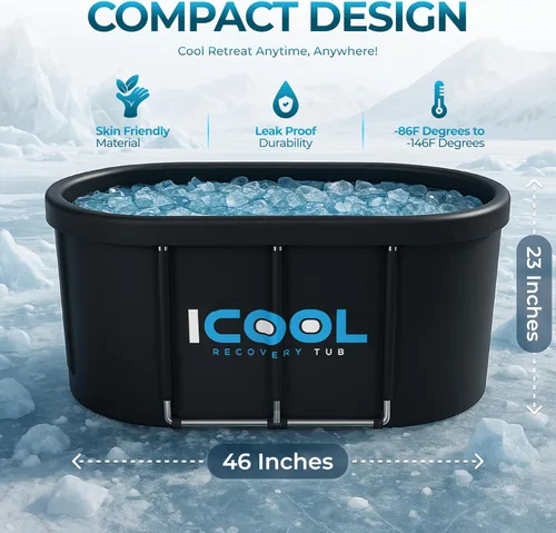 Miniatura 8 de Bañera de hielo frío mejorada para el bienestar de los atletas, 130 galones XL grande, plegable e inflable bañera de inmersión en frío 5 capas