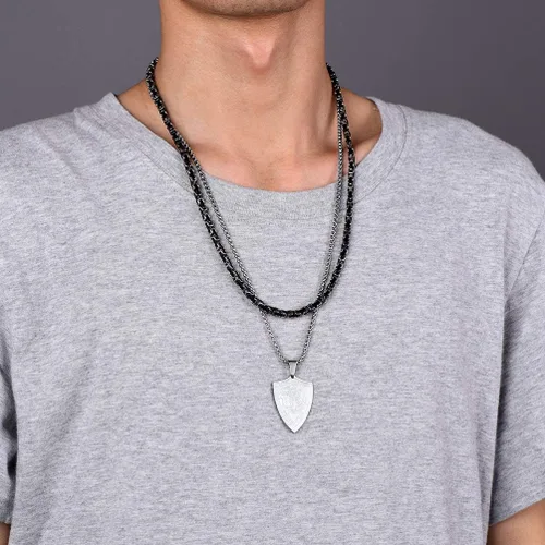 Miniatura 3 de Prosteel. - Collar con dije y cadena de San Miguel Arcángel, joyería religiosa católica.
