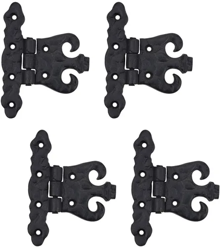 Miniatura 11 de Renovators Supply Manufacturing Paquete de 2 bisagras de puerta de gabinete con herrajes de 4.5 pulgadas, bisagra de hierro forjado negro resistente