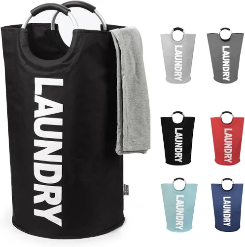 Miniatura 10 de DOKEHOM - Canasta de lavandería extragrande de 125 litros, bolsa de lavandería plegable, canasta de ropa alta y autónoma, contenedor de lavado Beige