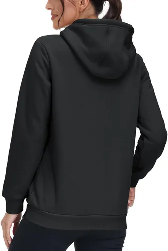 Miniatura 109 de MAGCOMSEN Sudaderas con capucha para mujer, con forro de sherpa, de vellón, para invierno, cálido, pesado, de algodón, con bolsillo
