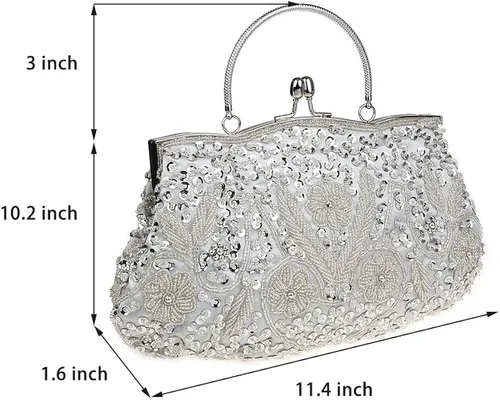 Miniatura 2 de TOTZY Bolsos de noche de lentejuelas rebordeadas 1920s bolso de embrague de boda fiesta noche monedero