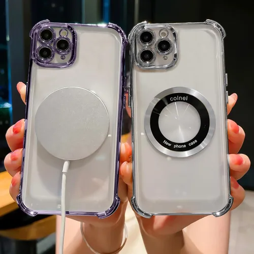 Miniatura 6 de Funda magnética transparente para iPhone 11 Pro Max, protección de lujo brillante en las cuatro esquinas, a prueba de golpes, de grado militar