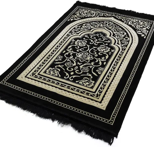 Miniatura 4 de Modefa Alfombra de oración de terciopelo islámico turco, gruesa, ancha, suave, para hombres y mujeres, tapete de oración grande, regalo de Eid