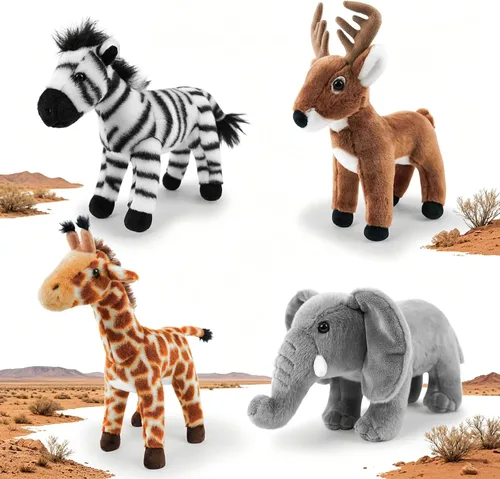 Miniatura 9 de Juego de 4 animales de peluche de granja de 8 pulgadas – cerdo, cabra, vaca y burro, juguetes ultrasuaves y lavables para niños, adorable decoración