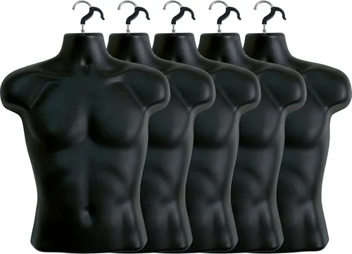 Miniatura 8 de Maniquí torso masculino negro con respaldo hueco, cuerpo apilable para exhibición de camisetas, mostrador, ferias de manualidades, fotos y diseño