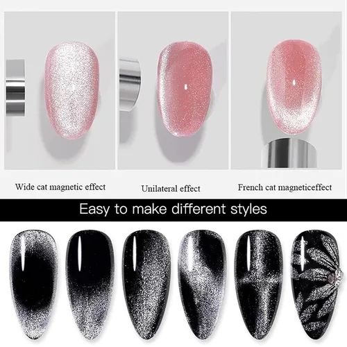 Miniatura 6 de 4 Piezas Imán Extra Grande Cilíndrico de Ojo de Gato para Uñas, Imán Magnético de Doble Cabeza, Varilla de Esmalte en Gel Multifuncional