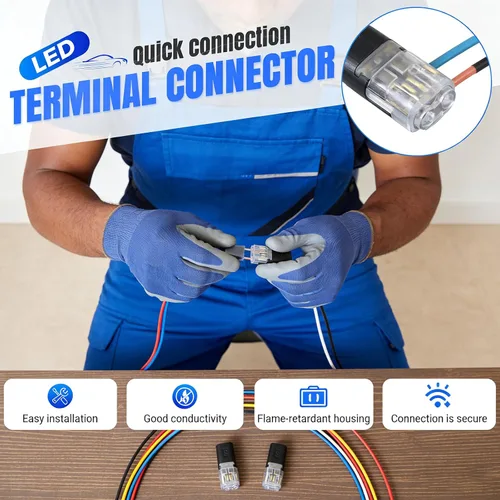 Miniatura 3 de Kit de conectores de cable, conector de tira de bloqueo enchufable de doble cable, conectores eléctricos de conexión rápida con hebilla de bloqueo