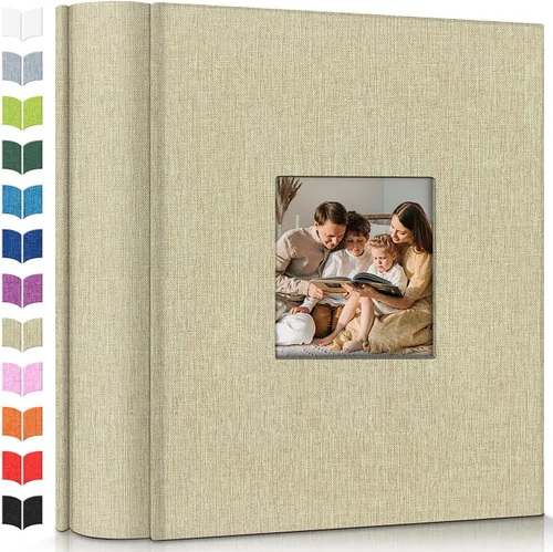 Miniatura 27 de Álbum de fotos Artfeel 4x6 con 300 bolsillos, álbumes de fotos deslizables, libro de memorias con cubierta de lino y ventana frontal, libro de fotos