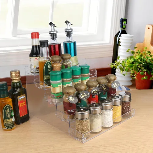 Miniatura 9 de ELEGANTLIFE Estante para especias, no necesita herramientas y sin pegamento acrílico picante, montaje a presión, estante de especias, despensa