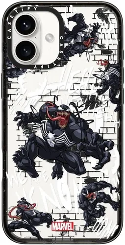 Miniatura 19 de CASETiFY Impact - Funda para iPhone 13 [Spider-Man Co-Lab / protección contra caídas de 6.6 pies] - Máscara Venom - Negro transparente