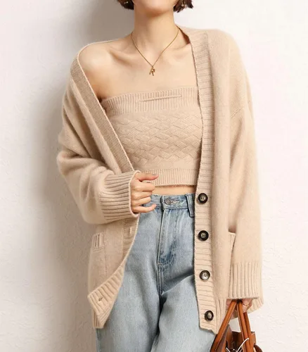 Miniatura 4 de Gorro de punto de lana merino de cachemira cálida de invierno para mujer