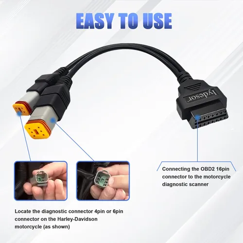 Miniatura 3 de Cable Obd2 para Harley 4 pines+6 pines 2 en 1 Adaptador de escáner OBD para motocicleta, conector OBD compatible con muchas herramientas