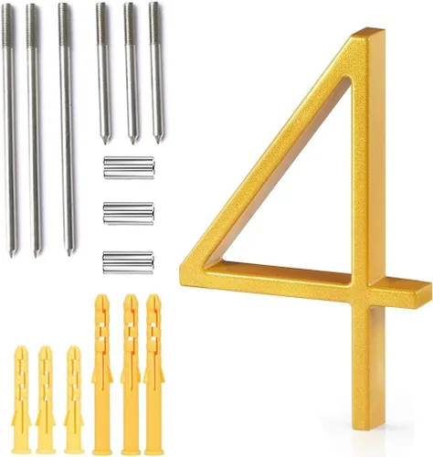 Miniatura 24 de Número de casa flotante de 5'', números de casa modernos - aleación de zinc, número de dirección de casa con exquisito proceso de dibujo - dorado