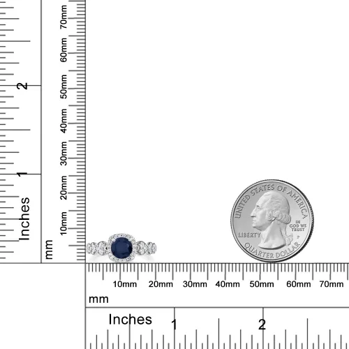 Miniatura 44 de Gem Stone King Anillo de compromiso de aniversario y piedra natal de corte redondo de 0.236 in para mujer, plata de ley 925, anillo de promesa
