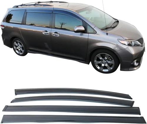 Miniatura 2 de IKON MOTORSPORTS Visor para ventana, compatible con Toyota Sienna 2011-2020, visor de ventana de policarbonato inyectado para proteger de la lluvia