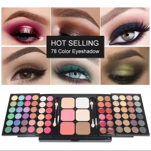 Juego de paleta de maquillaje con 74 colores, sombra de ojos, rubor, contorno, corrector, brillo de labios, acabado brillante, mate y purpurina,