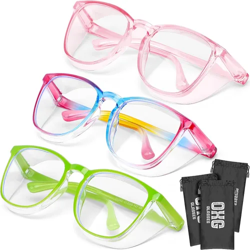 Miniatura 9 de OXG Paquete de 3 elegantes gafas de seguridad, ANSI Z87+ anti niebla, gafas de seguridad con bloqueo de luz azul, gafas protectoras para enfermeras