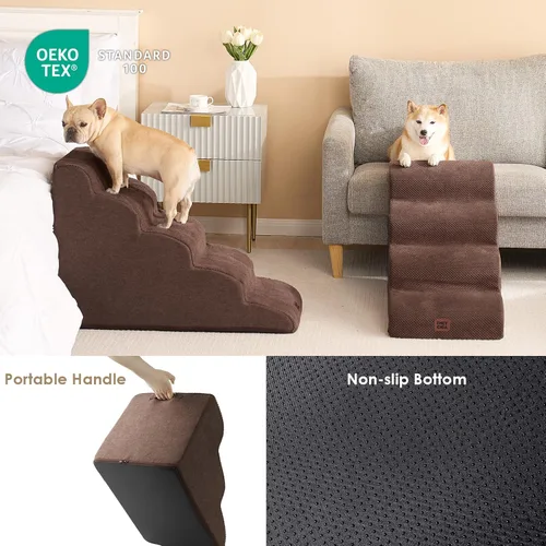 Miniatura 5 de EHEYCIGA Rampa de escaleras curvadas para perros para camas altas de 19.7 pulgadas de alto, escalones de 4 escalones para perros y gatos pequeños