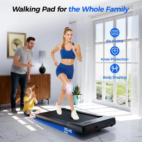 Miniatura 2 de SupeRun Walking Pad with Incline, 3 in 1 Under Desk Treadmill for Home/Office, 2.5 HP Quiet Portable Mini Treadmill with Remote & LED Display, 300