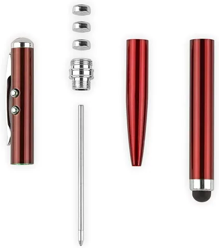 Miniatura 2 de Bolígrafo multifunción de metal, lápiz capacitivo para pantalla táctil, linterna con luz blanca, regalos creativos de Navidad y cumpleaños (2 rojos)
