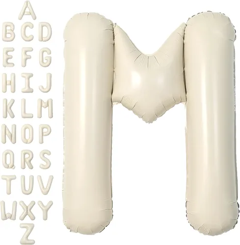 Miniatura 29 de SUWEN Globos de helio grandes de 102 cm (40 pulgadas) con letra S en color crema. Globos grandes de papel de aluminio con letra en helio, de A a Z.