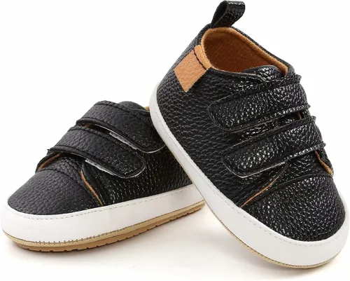 Miniatura 6 de Zapatos para bebés niños y niñas, tenis de piel sintética para recién nacidos, suela de goma antideslizante, unisex, para niños pequeños