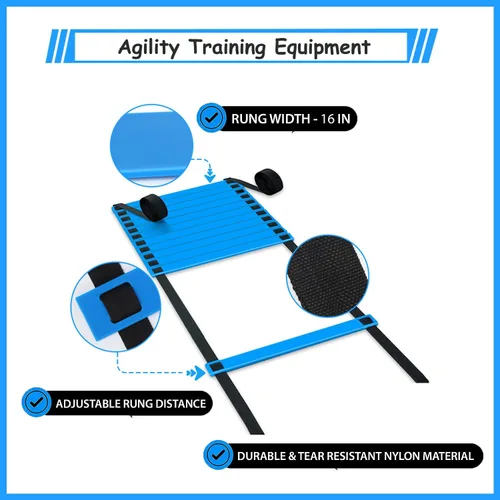 Miniatura 4 de Soccer Agility Training Equipment Set, Soccer Accessories 12 Rung 20Ft Agility Ladder, 12 Disc Cones, Solo Soccer Trainer, Jump Rope - Speed