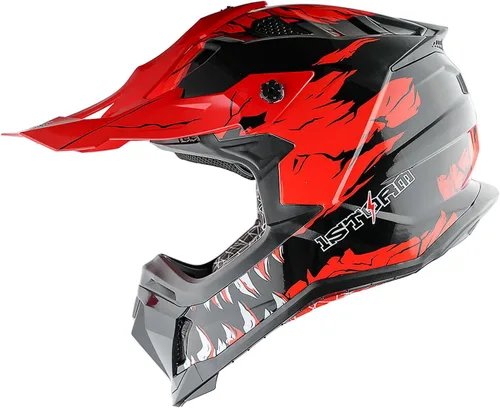 Miniatura 15 de 1Storm - Casco de motocross para adulto ATV Dirt Bike BMX MX de estilo de pista en montaña JH601; de fibra de carbono negro
