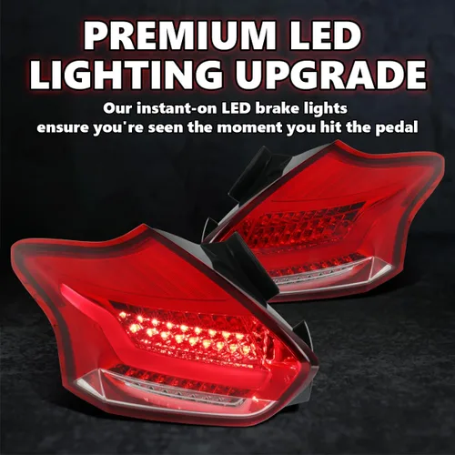 Miniatura 6 de SPEC-D TUNING Luces LED rojas de barra trasera Compatible con Ford Focus Se/St/Titanium Hatchback 2015-2018, Ford Focus Rs Hatchback 2016-2018