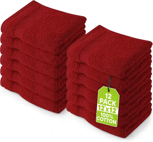 Utopia Towels Juego de 12 toallas pequeñas (12 x 12 pulgadas), 100% algodón hilado en anillo, altamente absorbentes y suaves al tacto, esenciales