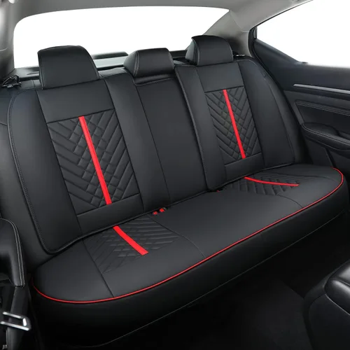 Miniatura 5 de LUCKYMAN CLUB Fundas de asiento para Altima, compatibles con Altima S SR SV SL Platinum Sedan 2013-2025 con piel sintética impermeable (Negro y Rojo)