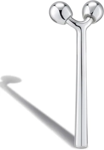 Miniatura 7 de Tekson Masajeador facial de rodillo, herramienta GuaSha de masaje facial de metal 3D para reducir la hinchazón, estiramiento facial, Plateado