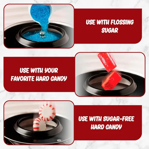 Miniatura 4 de Darice Máquina de algodón de azúcar – Retro Cotton Candy Maker – Máquina para hacer dulces caseros – Ideal para cumpleaños, fiestas, reuniones