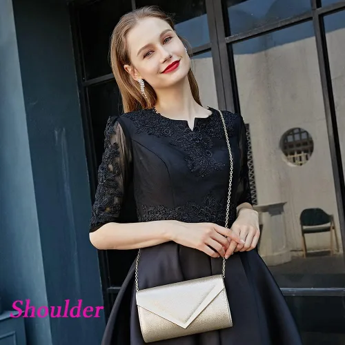 Miniatura 3 de BENCOMOM Bolsos de mano dorados para mujer, de noche, para boda, fiesta, boda, graduación, hombro, bolsa de mano dorada