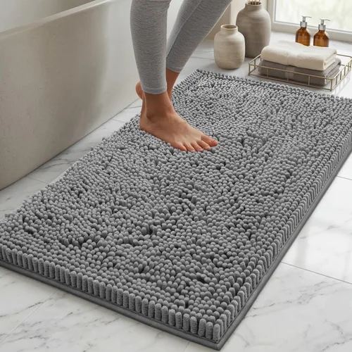 Miniatura 113 de LuxUrux Tapete de microfibra afelpada, de felpilla extrasuave, pelo largo de 1 pulgada, muy absorbente, para baño o ducha, lavar y secar a máquina