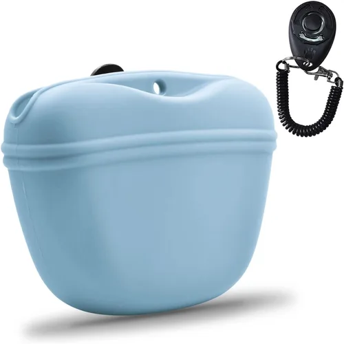 Miniatura 8 de AUDWUD Bolsa de Silicona para Premios de Perro, Con Clicker de Entrenamiento para Perros, Contenedor de Entrenamiento Portátil con Clip, Conveniente
