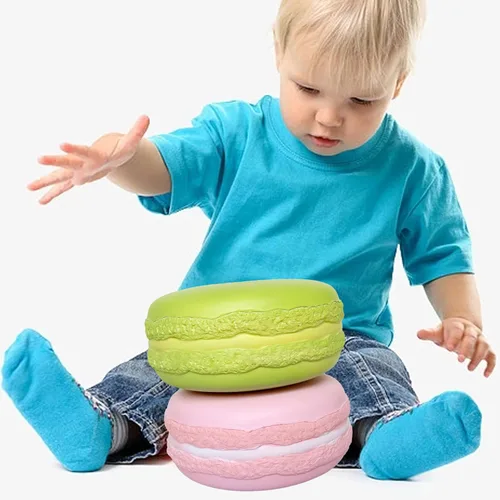 Miniatura 6 de Gaint Macaron Slow Rising Squishie, regalo de cumpleaños jumbo para niños, juguetes Kawaii para aliviar el estrés (rosa)
