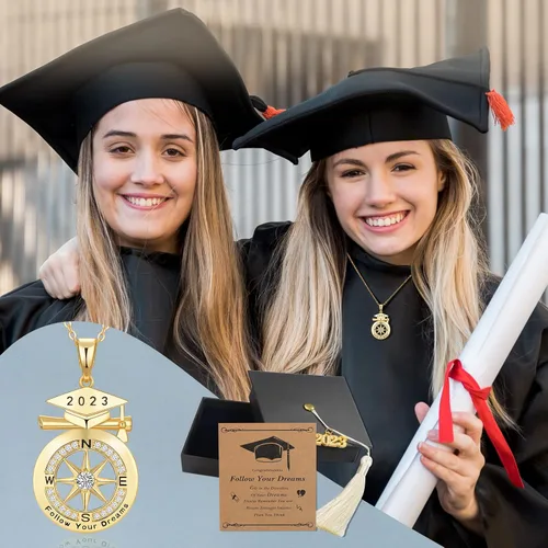 Miniatura 3 de Regalos de graduación para ella 2023, regalos de collar de graduación, collar de brújula de graduación, collar de brújula inspirador, regalo