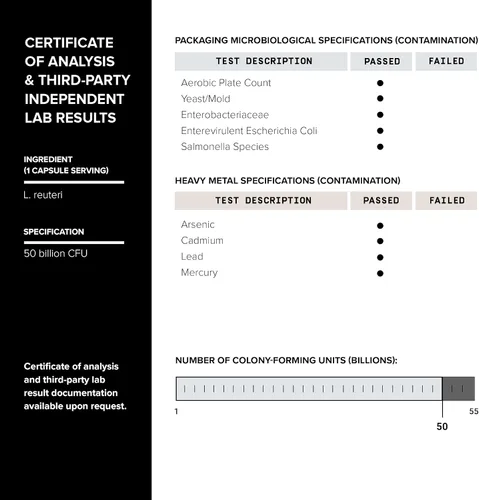 Miniatura 6 de Toniiq 50 mil millones de UFC Lactobacillus Reuteri probiótico 50 mg por porción - Probióticos L Reuteri - Probiótico Lactobacillus Reuteri